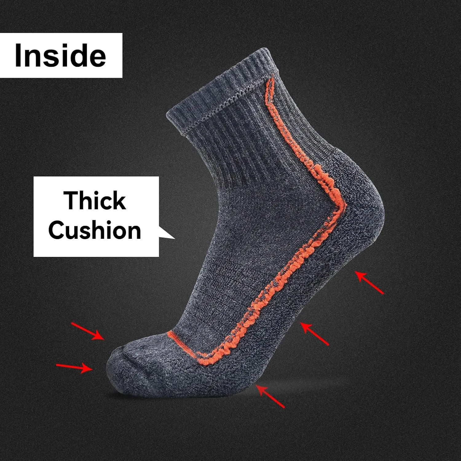 Socks Daze Merino Wool Blend Ankle Running Hiking Socks for Men Women Athletic Cushioned Quarter Walking Basketball Socks