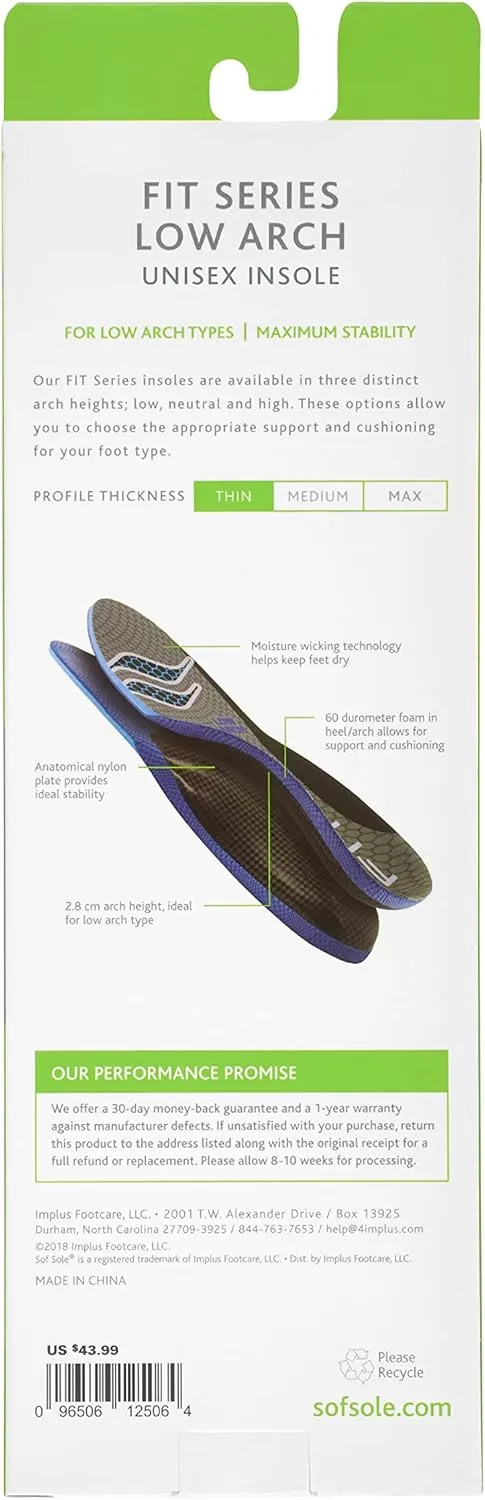 Sof Sole Insoles Unisex FIT Support Full-Length Foam Shoe Insert