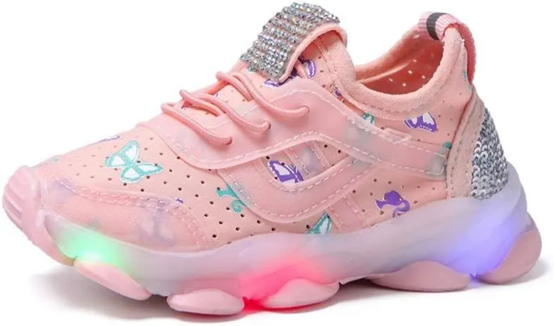 Soft Sole Light Up Sneaker for Boys Kids Childrens Lace-Up Non Slip Sport Shoes Outdoor Running Breathable Cozy Shoes