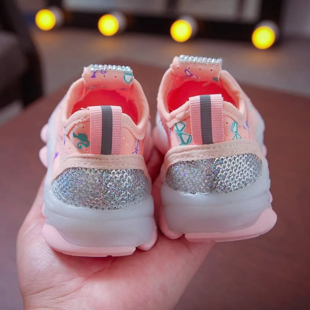Soft Sole Light Up Sneaker for Boys Kids Childrens Lace-Up Non Slip Sport Shoes Outdoor Running Breathable Cozy Shoes