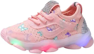Soft Sole Light Up Sneaker for Boys Kids Childrens Lace-Up Non Slip Sport Shoes Outdoor Running Breathable Cozy Shoes