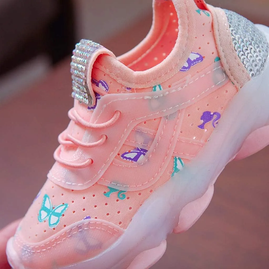 Soft Sole Light Up Sneaker for Boys Kids Childrens Lace-Up Non Slip Sport Shoes Outdoor Running Breathable Cozy Shoes