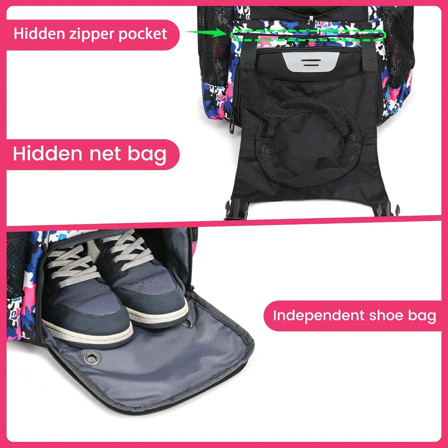 Softball Bag, Baseball Equipment Backpack for Youth Girls Adult, Lightweight With Shoe Compartment, Fence Hook for TBall, Bat, Helmet