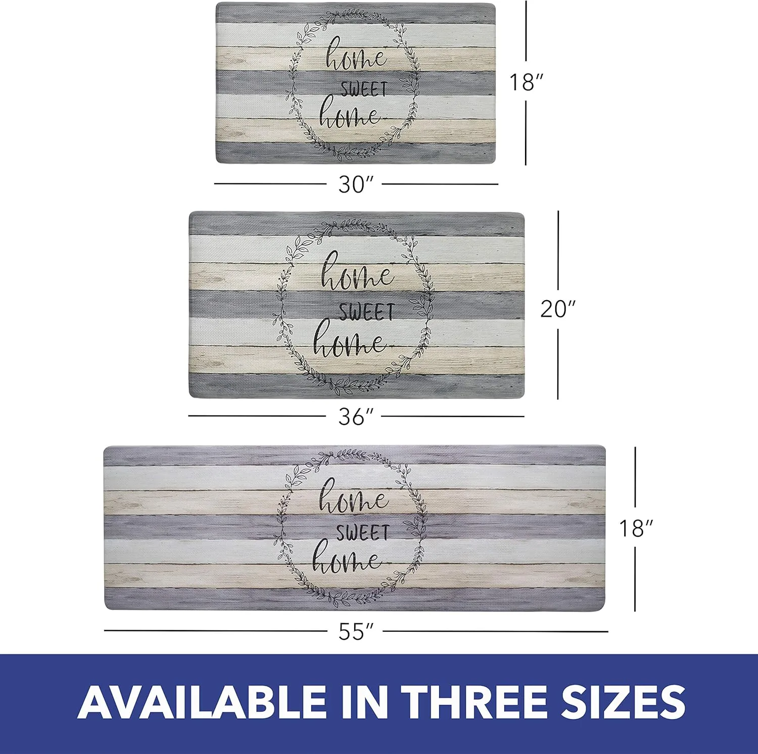 SoHome Cozy Living Anti-Fatigue Kitchen Mat for Floor, Farmhouse Rustic Wood Themed Cushioned Kitchen Runner Rug Mat, Stain Resistant, Easy Wipe Clean, 1/2 Inch Thick, 20" x 36"