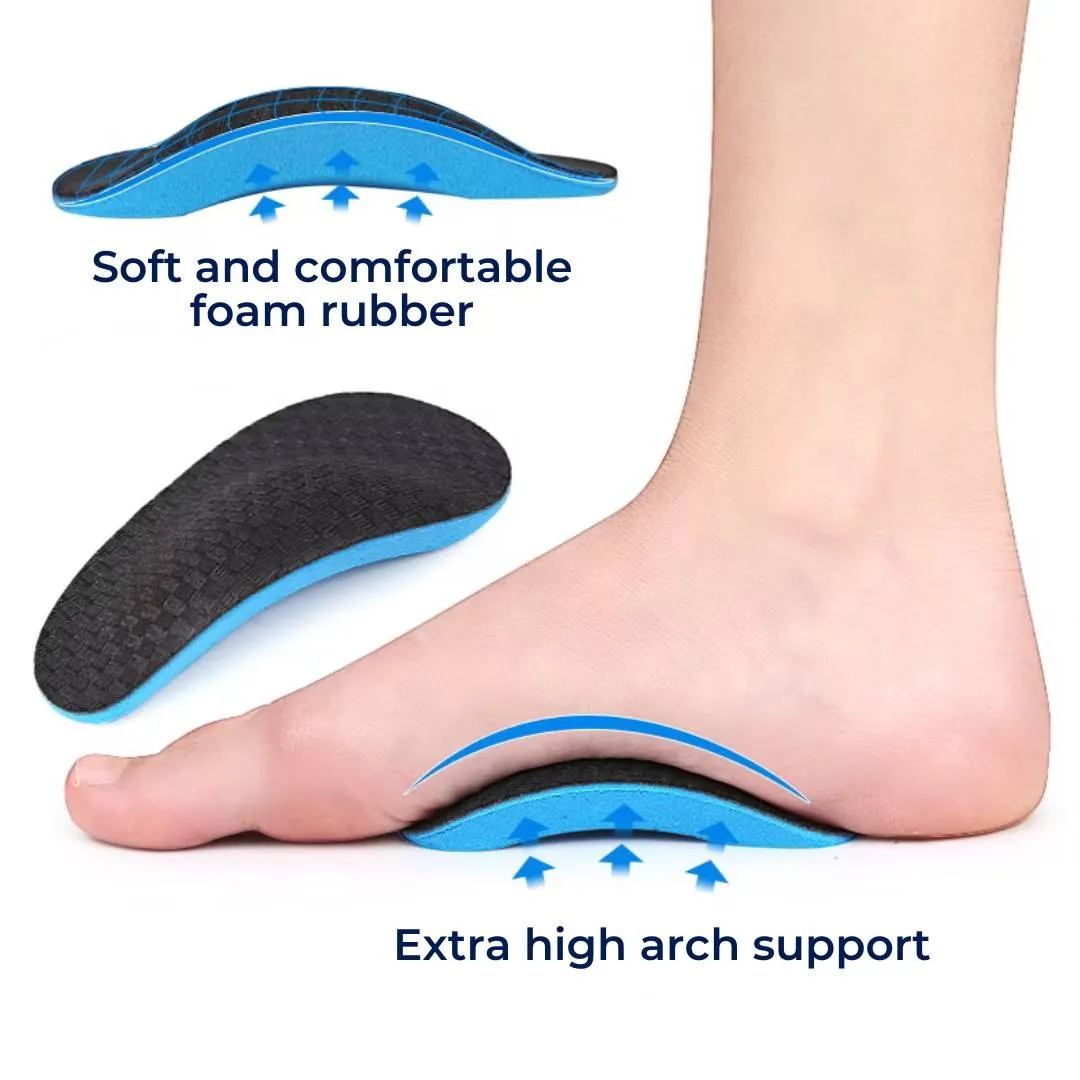 SoleEase High Arch Support Shoe Inserts | Soft EVA Foam - for Comfort Cushioning and Pain Relief