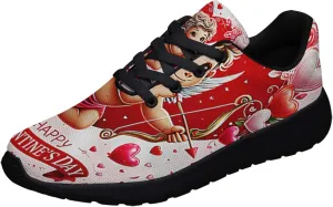 Sonzj-II Happy Valentine's Day Running Shoes Anti-Slip Lace Up Athletic Walking Sneakers Valentine Gift for Lover