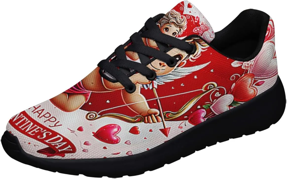 Sonzj-II Happy Valentine's Day Running Shoes Anti-Slip Lace Up Athletic Walking Sneakers Valentine Gift for Lover