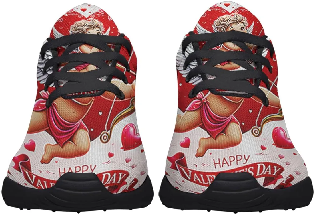 Sonzj-II Happy Valentine's Day Running Shoes Anti-Slip Lace Up Athletic Walking Sneakers Valentine Gift for Lover