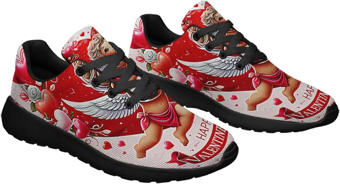 Sonzj-II Happy Valentine's Day Running Shoes Anti-Slip Lace Up Athletic Walking Sneakers Valentine Gift for Lover