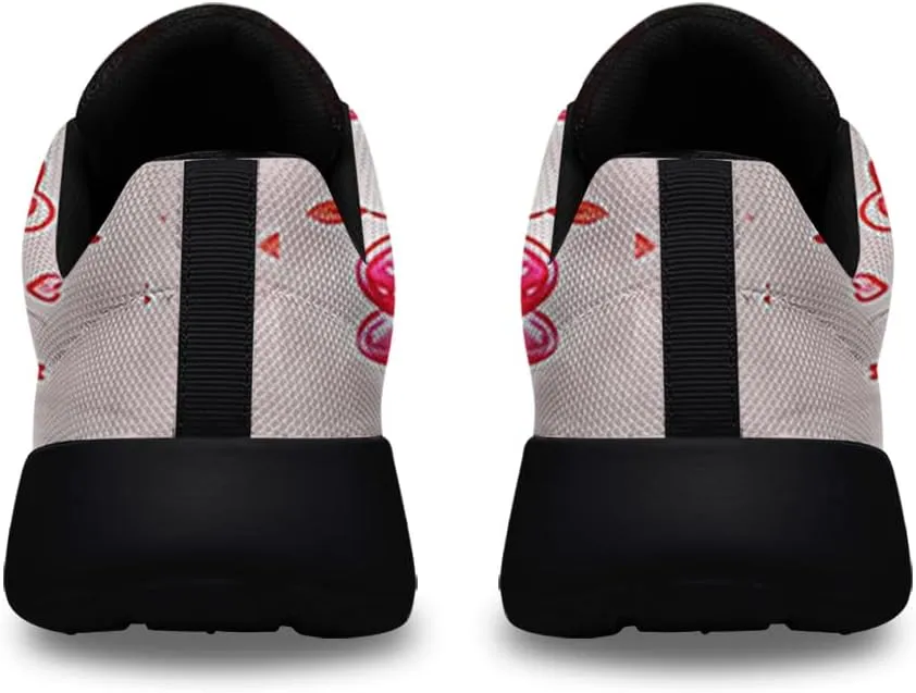Sonzj-II Happy Valentine's Day Running Shoes Anti-Slip Lace Up Athletic Walking Sneakers Valentine Gift for Lover