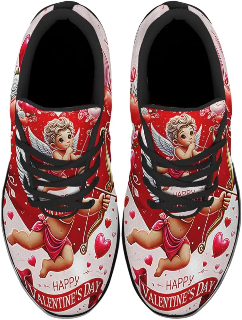 Sonzj-II Happy Valentine's Day Running Shoes Anti-Slip Lace Up Athletic Walking Sneakers Valentine Gift for Lover