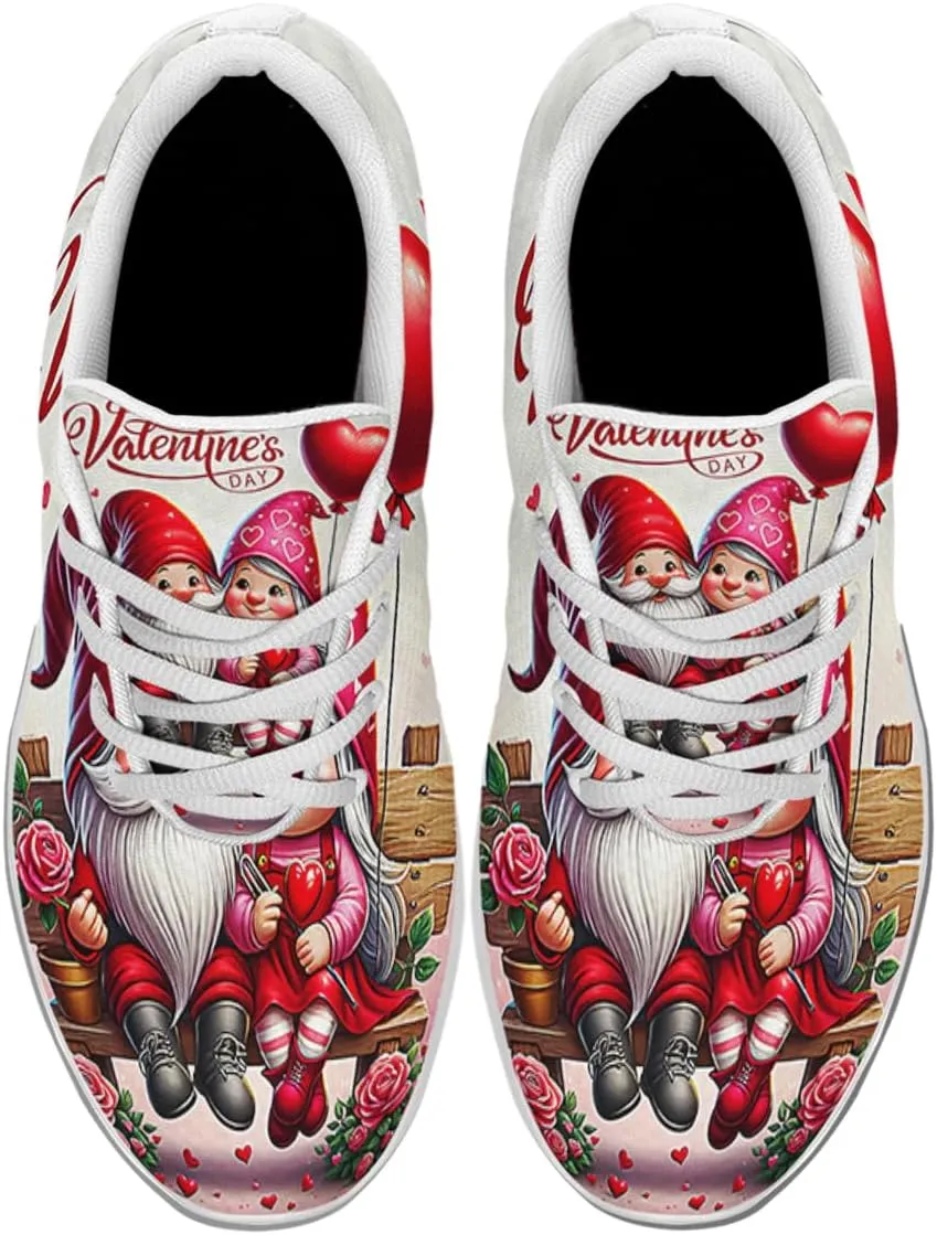 Sonzj-II Happy Valentine's Day Shoes for Women Anti-Slip Lace Up Athletic Walking Running Sneakers