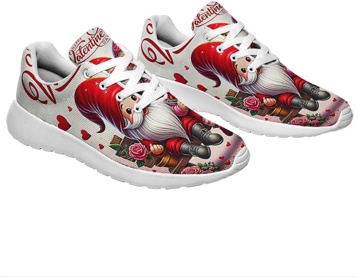 Sonzj-II Happy Valentine's Day Shoes for Women Anti-Slip Lace Up Athletic Walking Running Sneakers