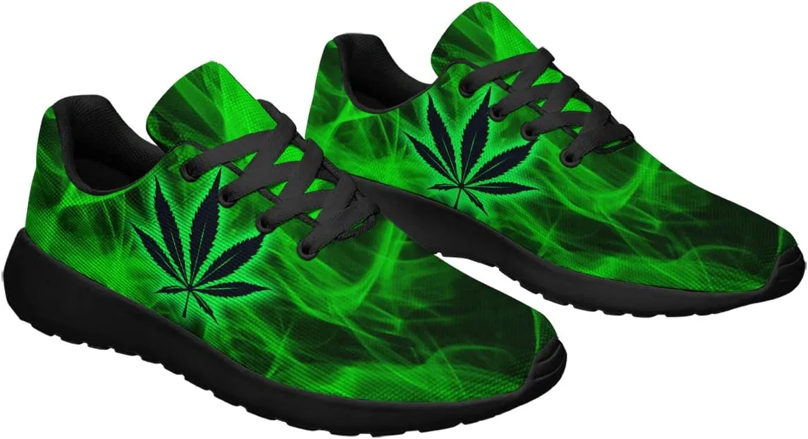 Sonzj-II Marijuana Leaf Shoes Mens Womens Pot Leaf 420 Weed Running Sneakers Cannabis Leaf Walking Tennis Shoes