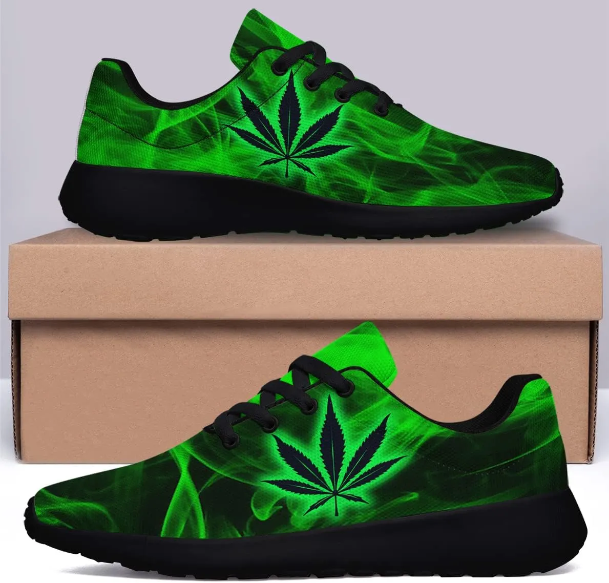Sonzj-II Marijuana Leaf Shoes Mens Womens Pot Leaf 420 Weed Running Sneakers Cannabis Leaf Walking Tennis Shoes