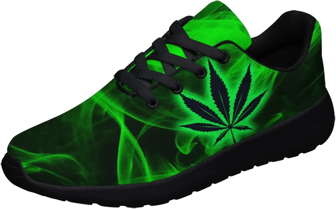 Sonzj-II Marijuana Leaf Shoes Mens Womens Pot Leaf 420 Weed Running Sneakers Cannabis Leaf Walking Tennis Shoes