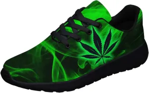 Sonzj-II Marijuana Leaf Shoes Mens Womens Pot Leaf 420 Weed Running Sneakers Cannabis Leaf Walking Tennis Shoes