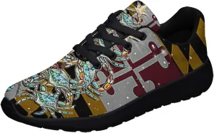 Sonzj-II Maryland Shoes Mens Womens Athletic Walking Sneakers Running Shoes Mesh Breathable Low Top Anti-Slip Trainers