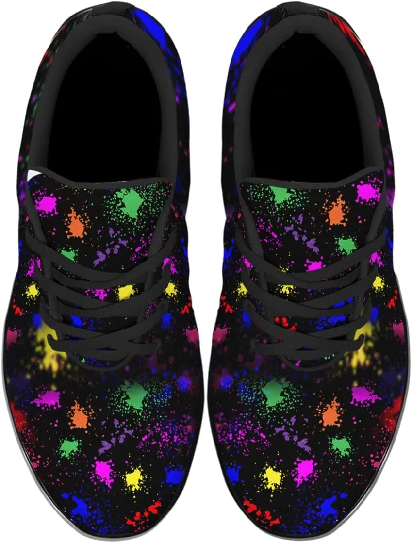 Sonzj-II Women Men Tennis Shoes,Athletic Fashion Neon Splatters with Paint Cool Sneaker for Girl,Boy,Gym,Walking,Hiking,Jogging,Running,Travel and More