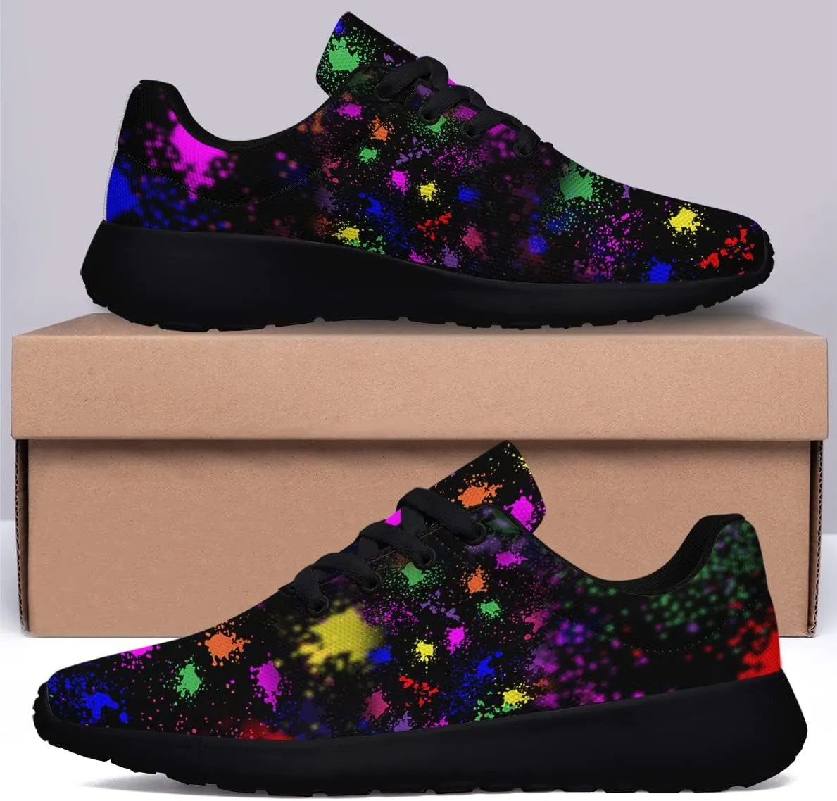 Sonzj-II Women Men Tennis Shoes,Athletic Fashion Neon Splatters with Paint Cool Sneaker for Girl,Boy,Gym,Walking,Hiking,Jogging,Running,Travel and More