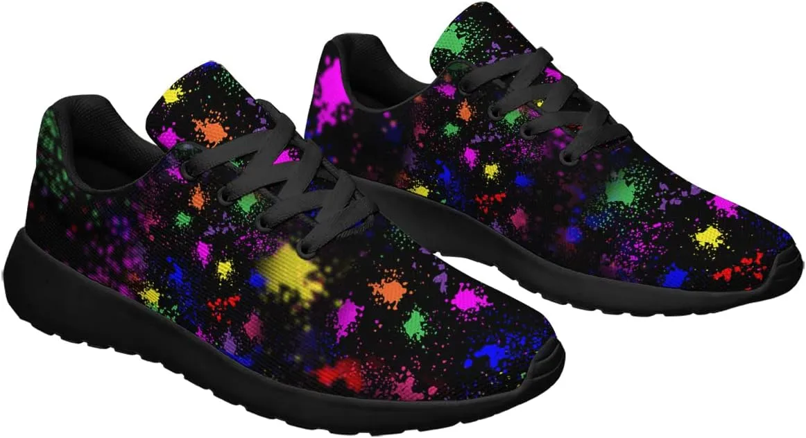 Sonzj-II Women Men Tennis Shoes,Athletic Fashion Neon Splatters with Paint Cool Sneaker for Girl,Boy,Gym,Walking,Hiking,Jogging,Running,Travel and More