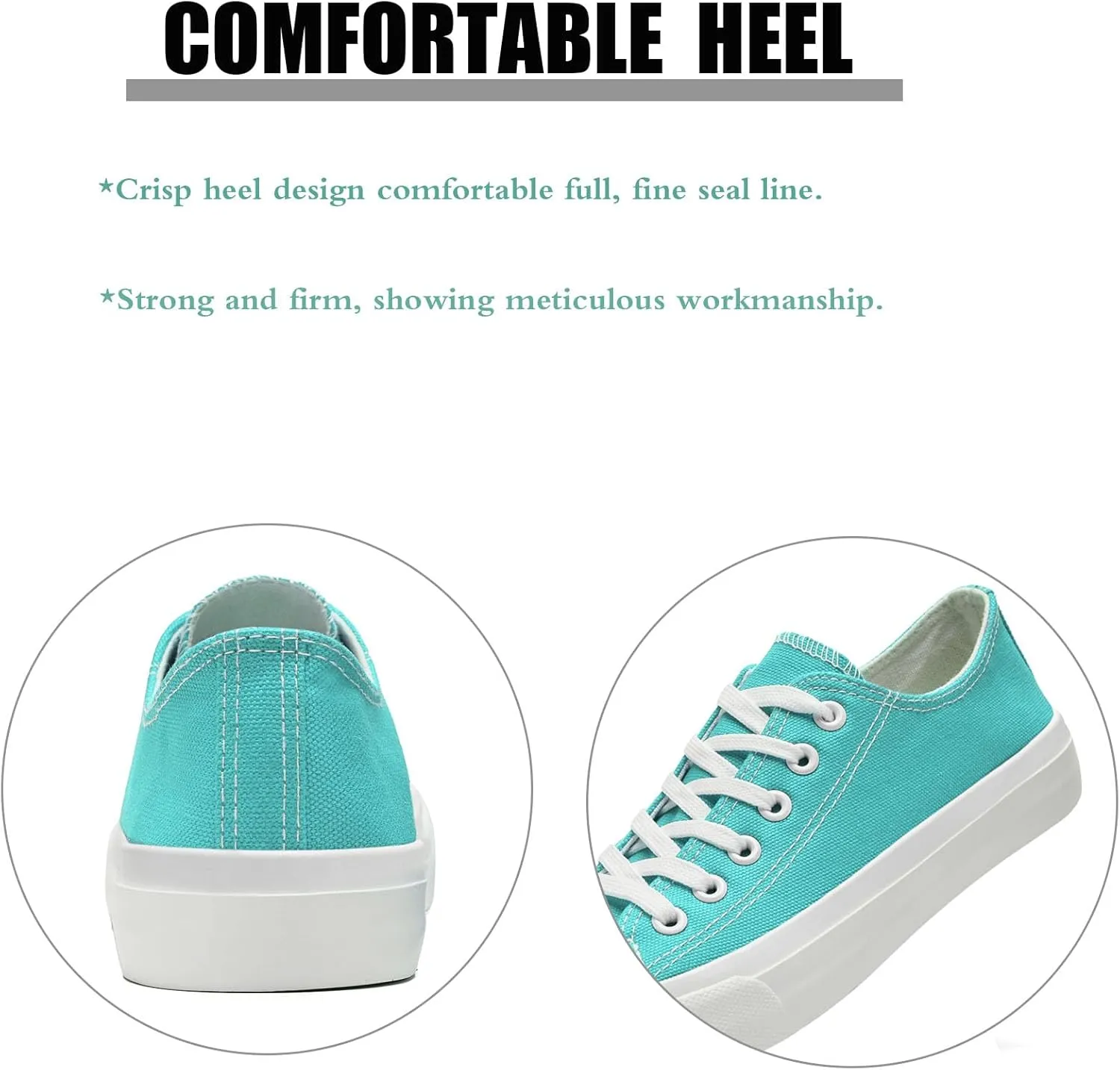 Soofylia Women's Canvas Fashion Sneakers, Grey, Flat Heel, Lace-Up, Lightweight, Breathable, Casual, Summer, Skateboarding