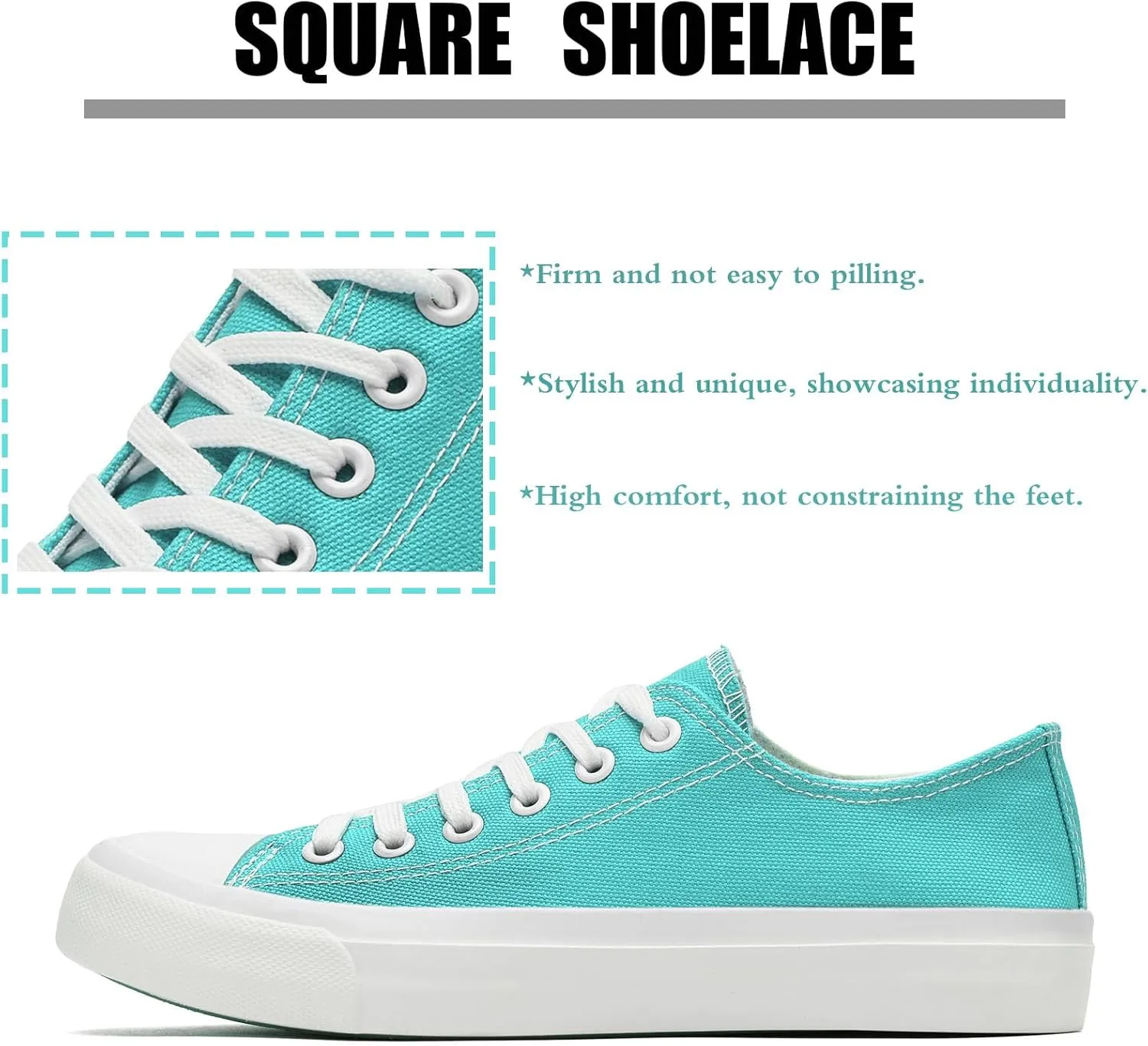 Soofylia Women's Canvas Fashion Sneakers, Grey, Flat Heel, Lace-Up, Lightweight, Breathable, Casual, Summer, Skateboarding