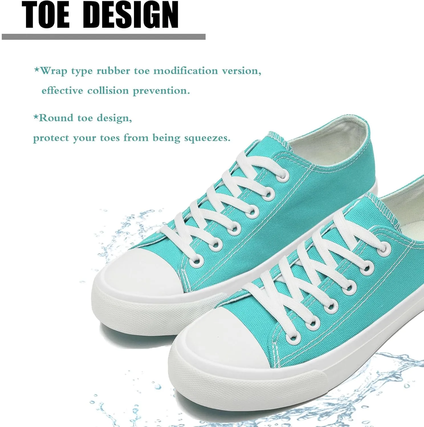 Soofylia Women's Canvas Fashion Sneakers, Grey, Flat Heel, Lace-Up, Lightweight, Breathable, Casual, Summer, Skateboarding