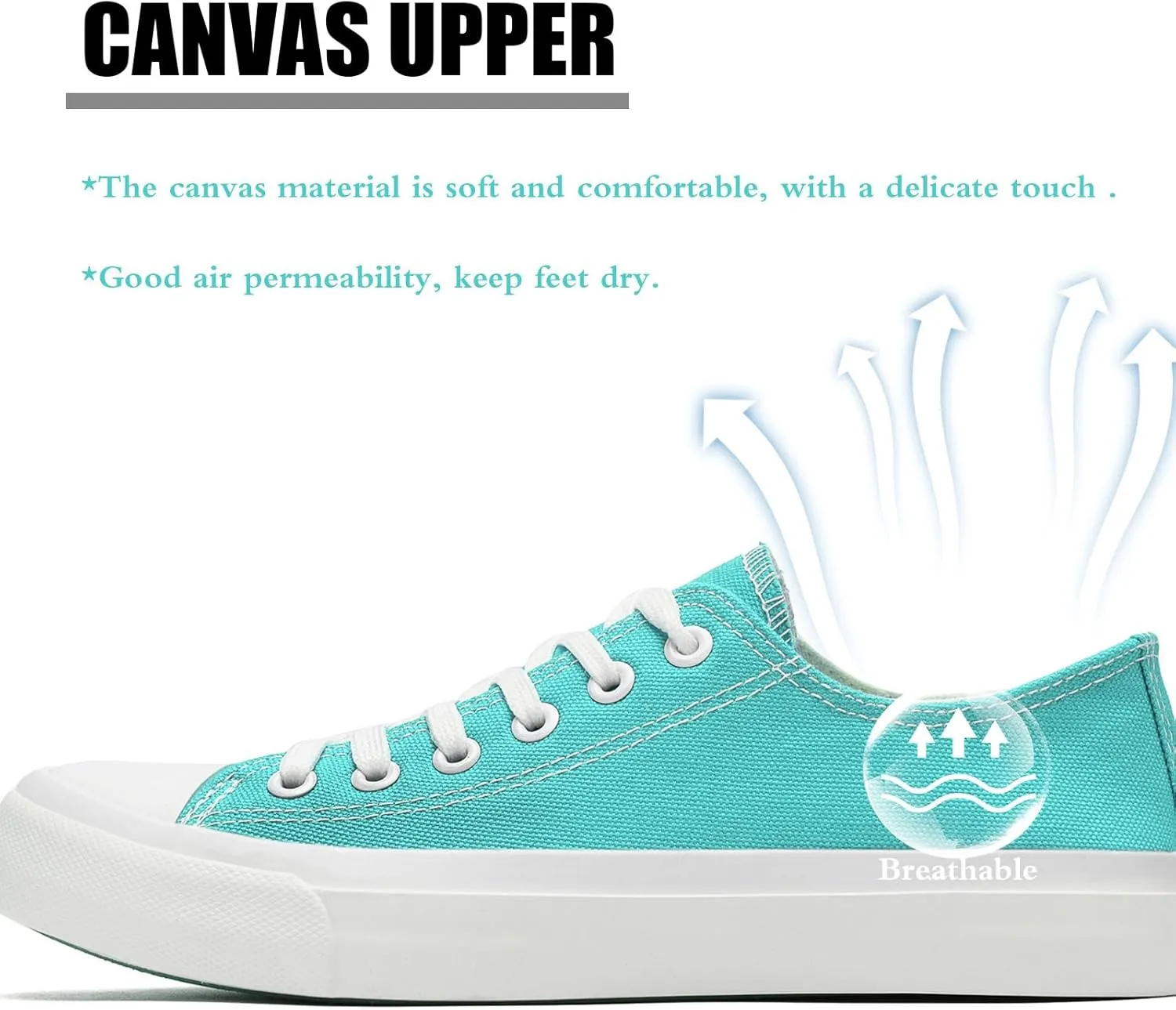 Soofylia Women's Canvas Fashion Sneakers, Grey, Flat Heel, Lace-Up, Lightweight, Breathable, Casual, Summer, Skateboarding