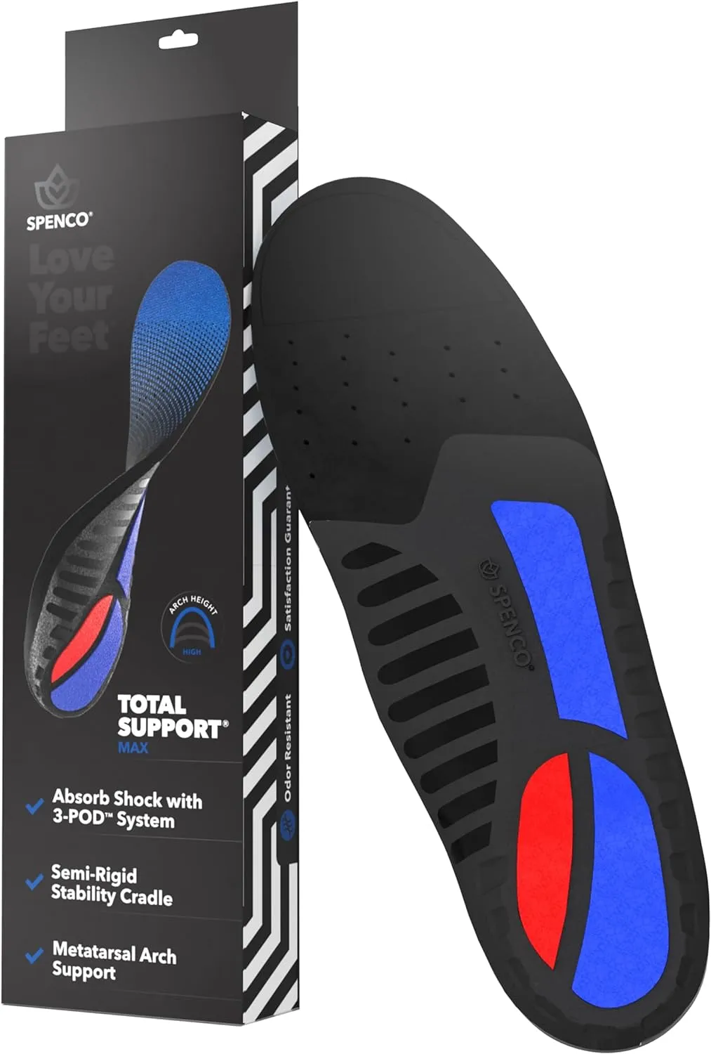 Spenco Total Support Max Shoe Insoles - Orthotic Metatarsal Arch Support Inserts - Absorbs Shock, Reduces Over-Pronation, Conforms to Foot Contours, Deep Heel Cupping Size 3