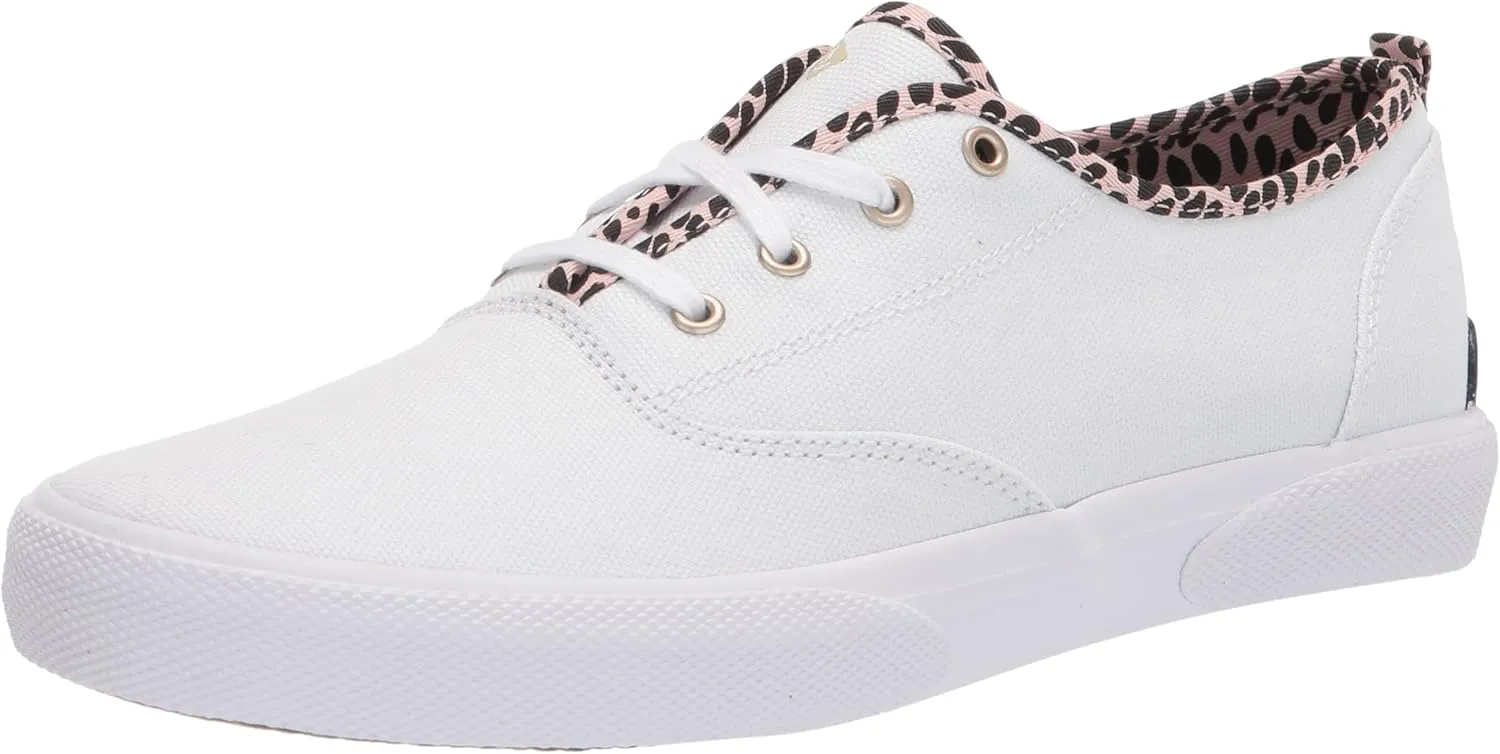 Sperry Kid's Pier Wave Cvo Washable Sneaker, White/Leopard, 13 Medium