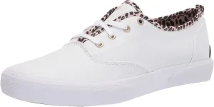 Sperry Kid's Pier Wave Cvo Washable Sneaker, White/Leopard, 13 Medium
