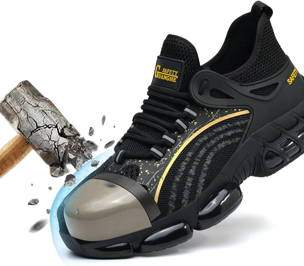 Steel Toe Shoes for Men Women Lightweight Safety Sneakers Composite Toe Work Shoes Puncture Proof Industrial Construction Shoes Black