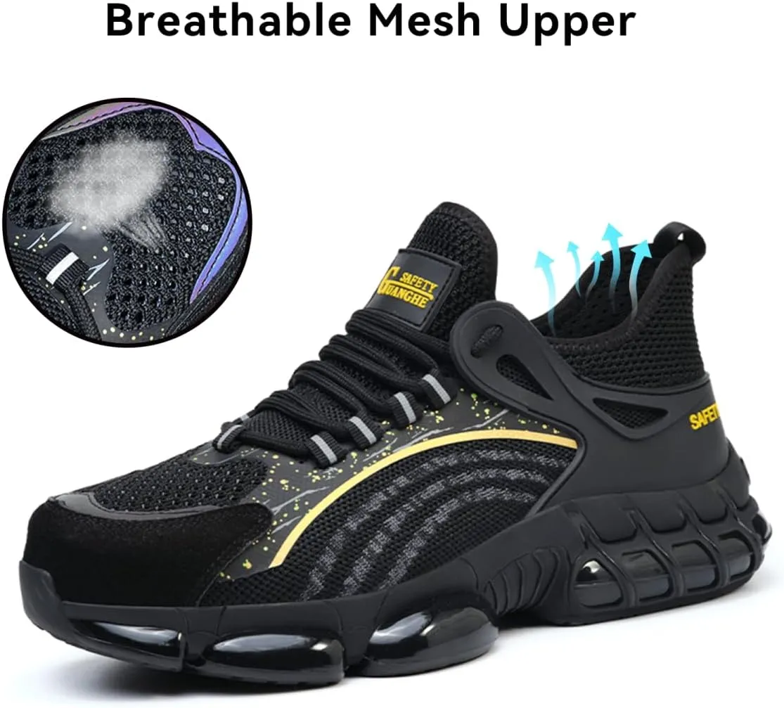 Steel Toe Shoes for Men Women Lightweight Safety Sneakers Composite Toe Work Shoes Puncture Proof Industrial Construction Shoes Black