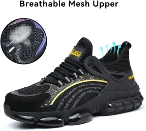 Steel Toe Shoes for Men Women Lightweight Safety Sneakers Composite Toe Work Shoes Puncture Proof Industrial Construction Shoes Black