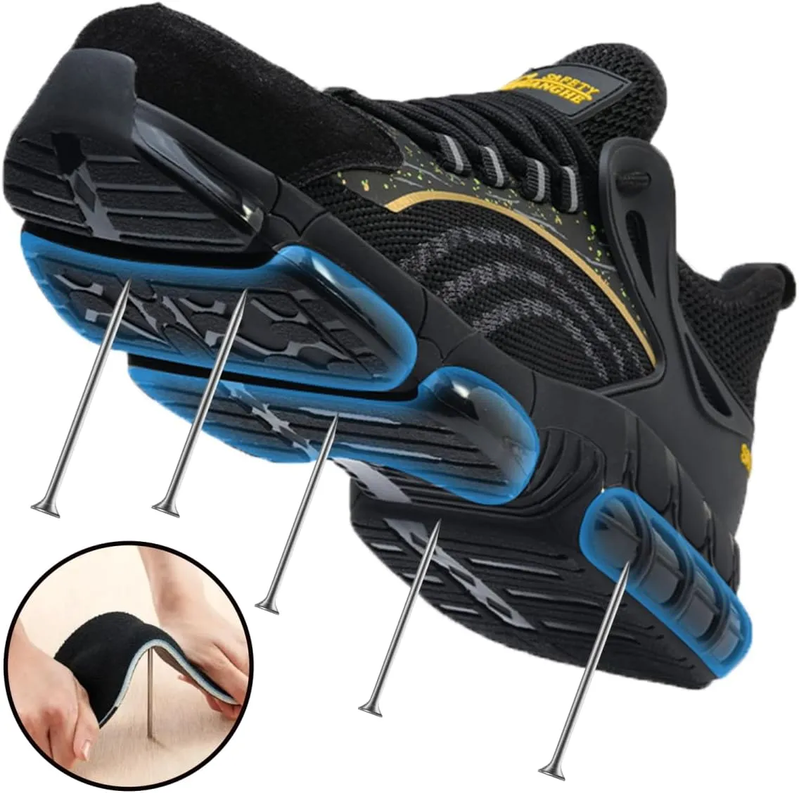 Steel Toe Shoes for Men Women Lightweight Safety Sneakers Composite Toe Work Shoes Puncture Proof Industrial Construction Shoes Black