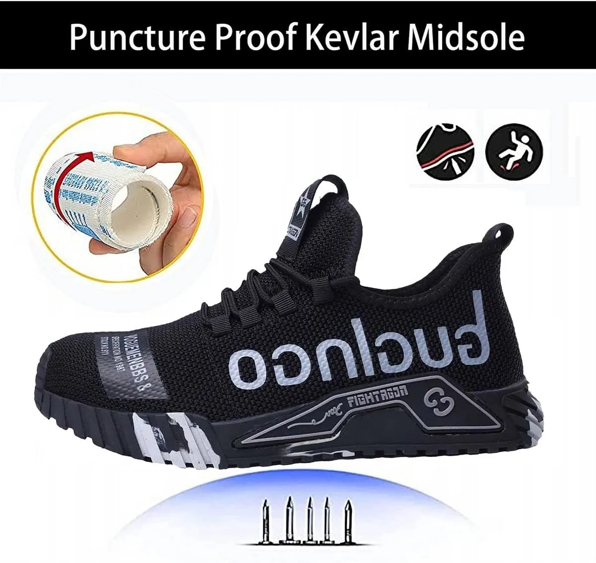 Steel Toe Shoes for Men's Indestructible Work Shoes,Mens Work Safety Outdoor Protection Footwear Industrial and Construction,