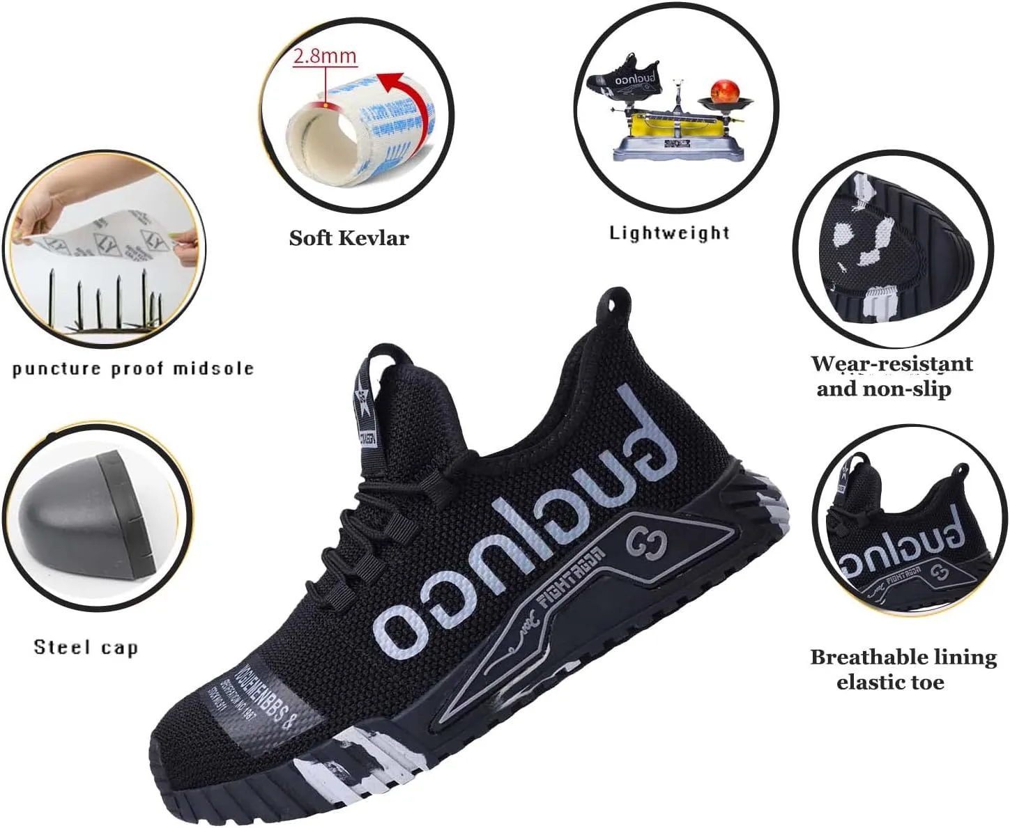 Steel Toe Shoes for Men's Indestructible Work Shoes,Mens Work Safety Outdoor Protection Footwear Industrial and Construction,