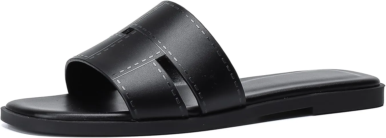 Stratuxx Kaze Women's Flat Sandals Fashion Slip on Open Toe Slides for Women Summer Dressy Size 5-11