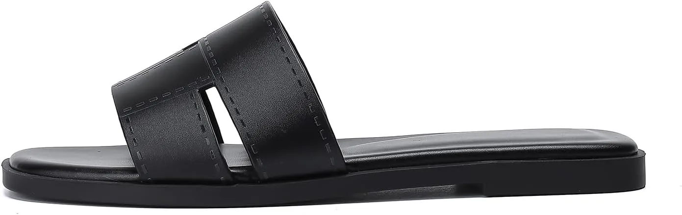 Stratuxx Kaze Women's Flat Sandals Fashion Slip on Open Toe Slides for Women Summer Dressy Size 5-11