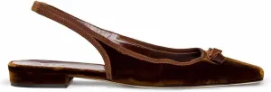 Suede Sling Back Flat Shoes for Women Closed Square Toe Low Heel Pump Heels