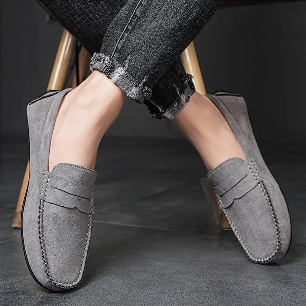 Suede Vamp Loafer Prom Walking Slip-On Boat Shoes Round Toe Lightweight Comfortable Flexible