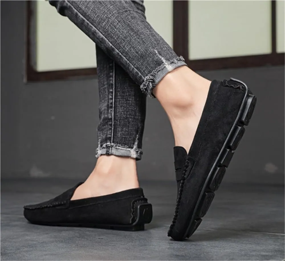 Suede Vamp Loafer Prom Walking Slip-On Boat Shoes Round Toe Lightweight Comfortable Flexible