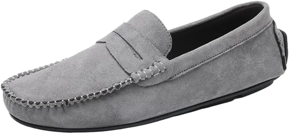 Suede Vamp Loafer Prom Walking Slip-On Boat Shoes Round Toe Lightweight Comfortable Flexible