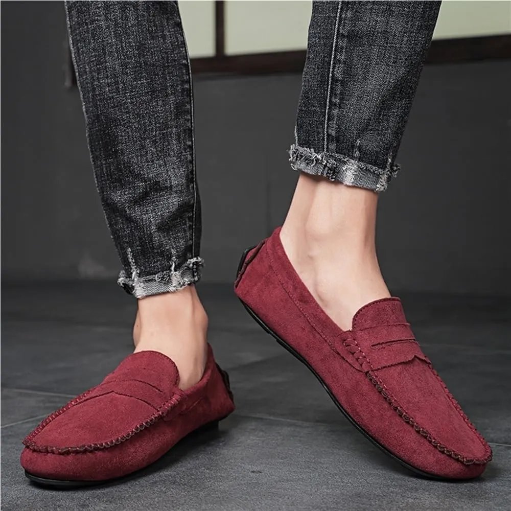 Suede Vamp Loafer Prom Walking Slip-On Boat Shoes Round Toe Lightweight Comfortable Flexible