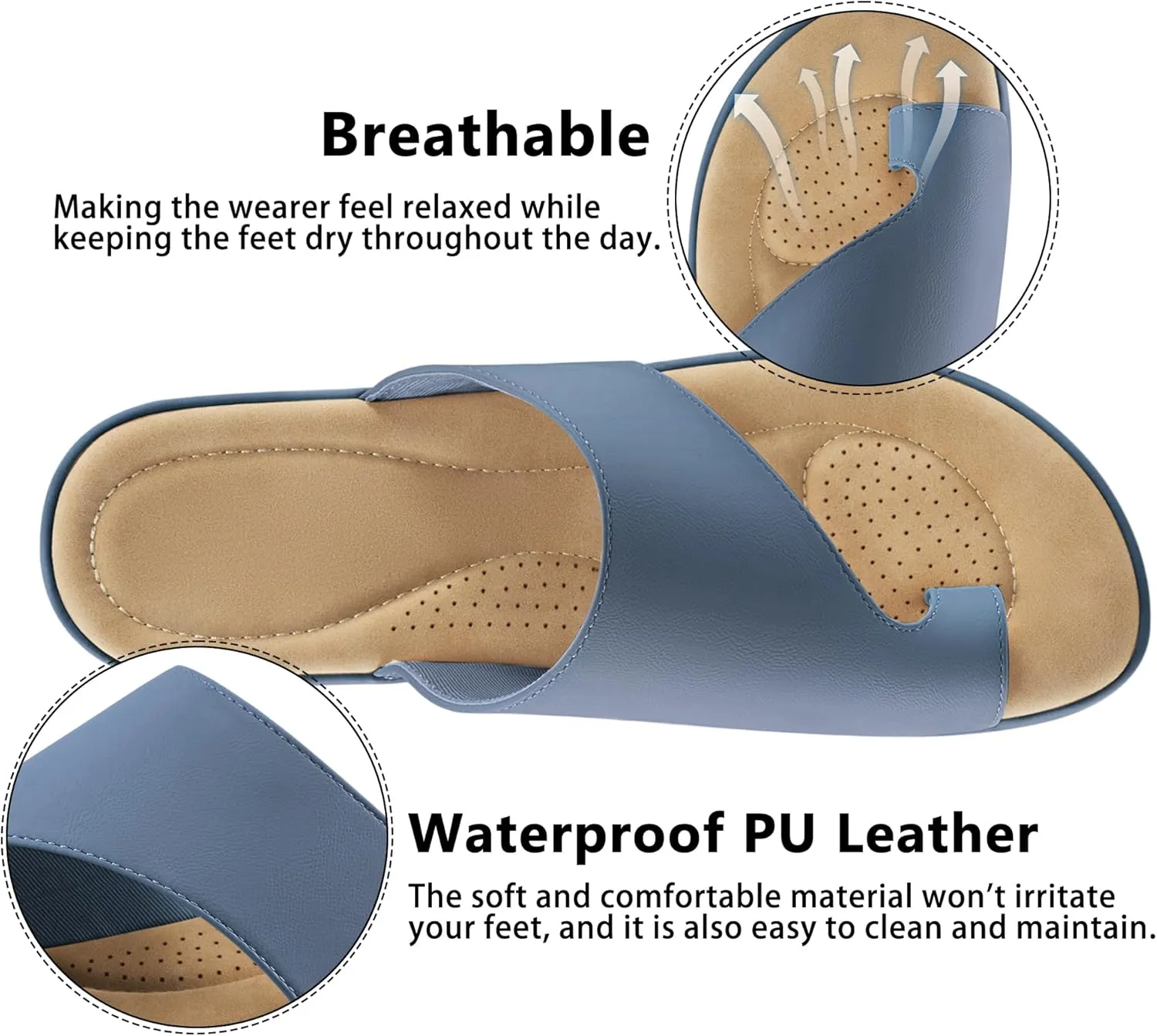 Summer Flat Sandals for Women: Comfortable Walking Dressy Slides for 2025 - Ladies Orthopedic Casual Shoes Indoor Outdoor
