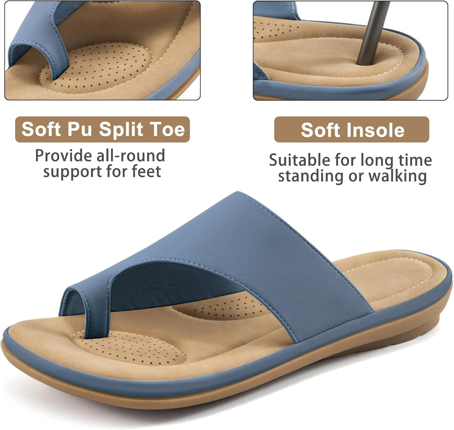 Summer Flat Sandals for Women: Comfortable Walking Dressy Slides for 2025 - Ladies Orthopedic Casual Shoes Indoor Outdoor
