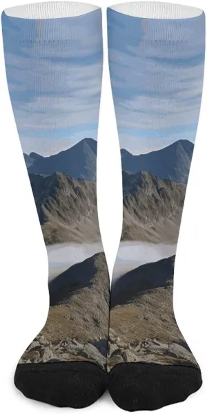Summits And Ridges Knee High Socks for Women/Men, Breathable Comfort Calf Tube Socks, Printed Casual Sports Sock