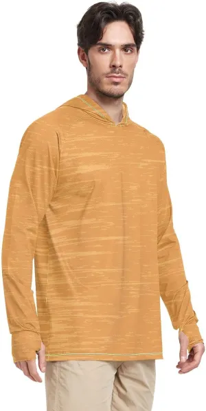 Sun Protection Hoodies Long Sleeve Orange UPF 50   Mens Sun Shirts Sunproof Shirts Rash Guard Shirts for Men