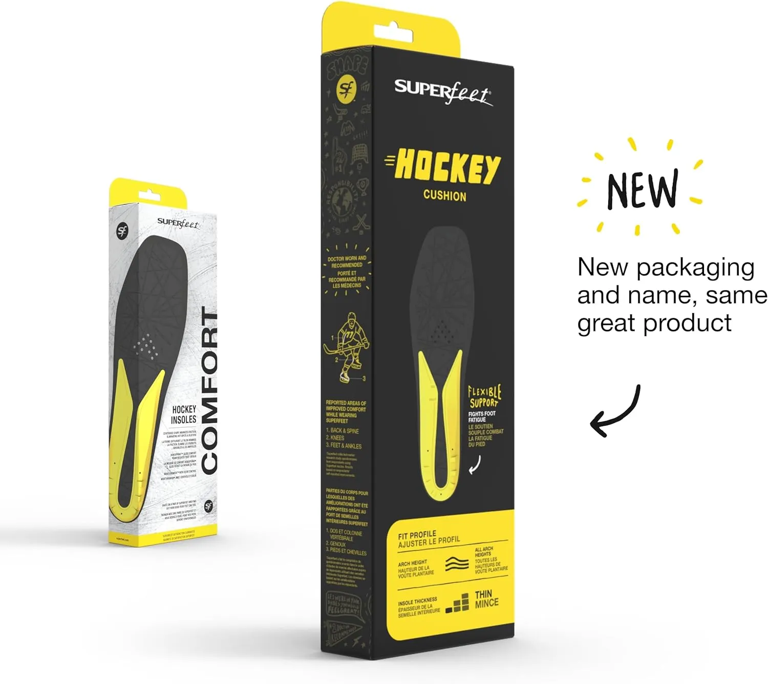 Superfeet Hockey Cushion Insoles - Foam Shoe Inserts for Skates - Professional Grade - Skate Size 11-12